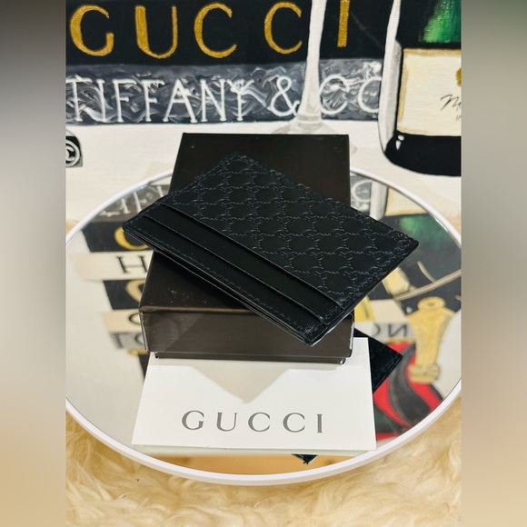 ๐GUCCI GG Micro Card Case w/Box & Ribbon Like New - Picture 4 of 10